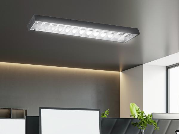 Schwarze Rasteraufbauleuchte für 2 x T8 ( 120cm LED Röhren ) - TL302B 1