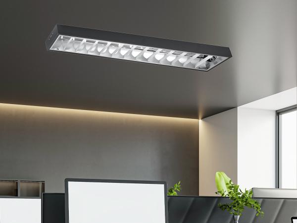 Schwarze Rasteraufbauleuchte für 2 x T8 ( 120cm LED Röhren ) - TL302B