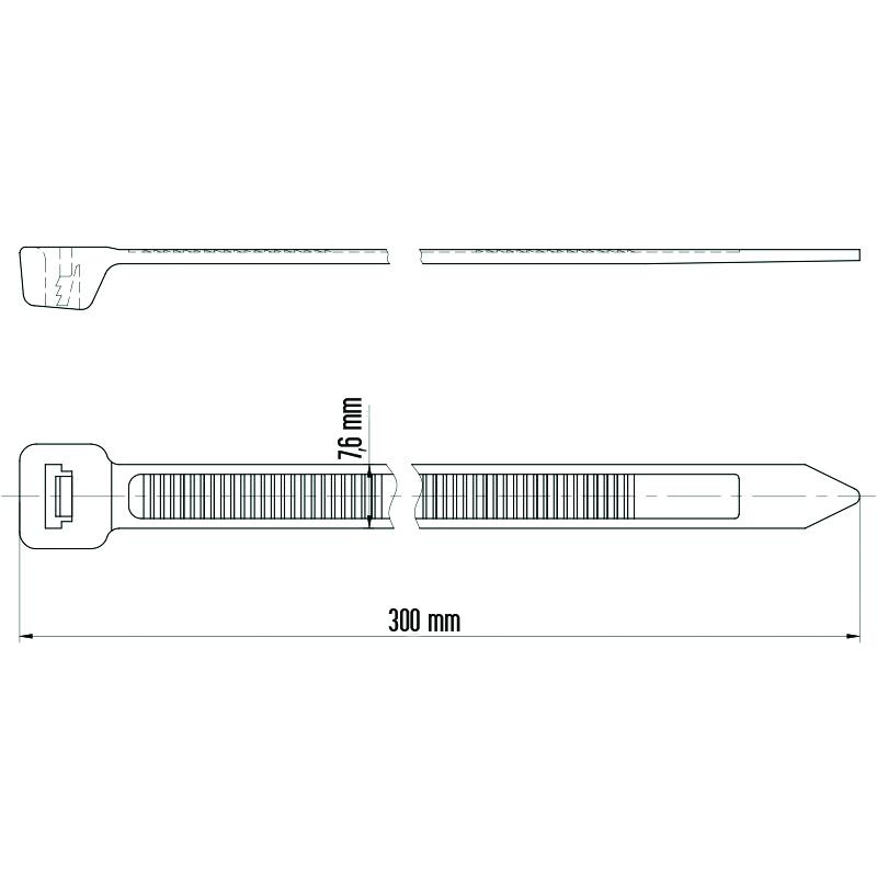 Kabelbinder 300/7,6 UV schwarz -T7301UV