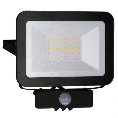 LED HQ Fluter 30W+PIR IP65 Sensor/4000K/BK/PS - LF2023S