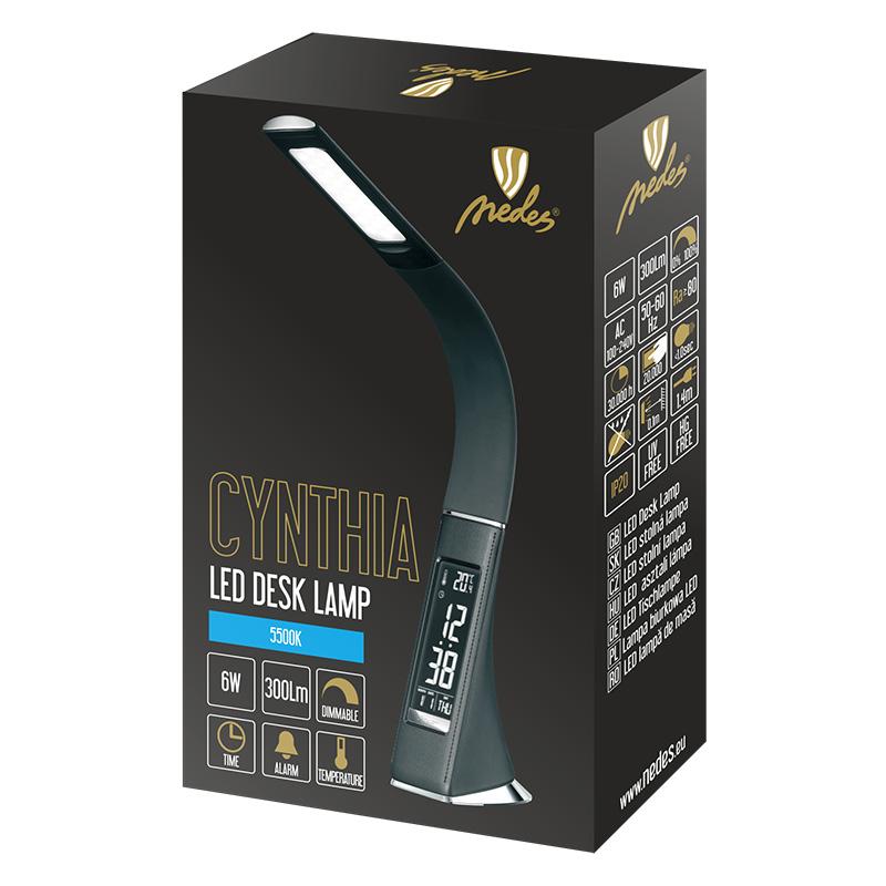 LED Tischlampe CYNTHIA 6W dimmbar +Std, Thermometer - DL3202/B