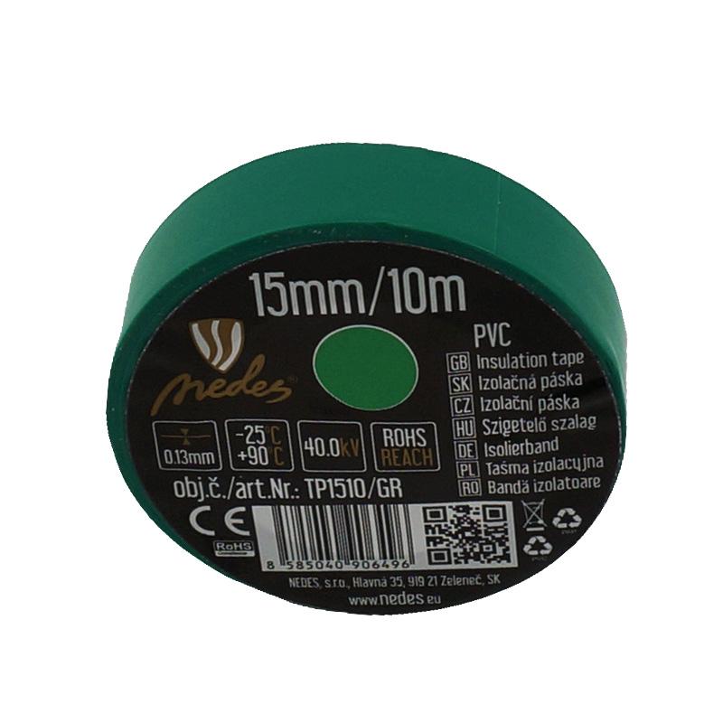 ISOLIERBAND PVC 15mm / 10m GRÜN - TP1510/GR