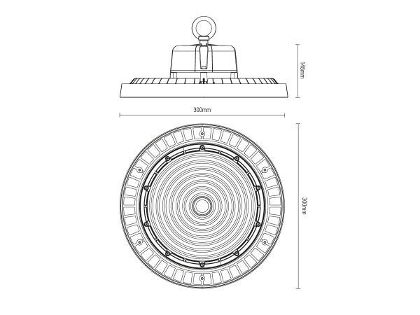 LED-High-Bay-Leuchte UFO 150 W / IP65 / 5000 K / 0–10 V – LU422/DALI 7