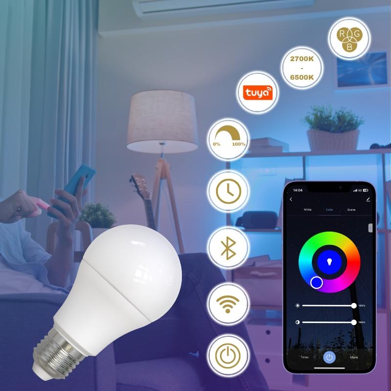 LED Leuchtmittel WIFI 9W - A60 / E27 / CCT + RGB - ZLS532W