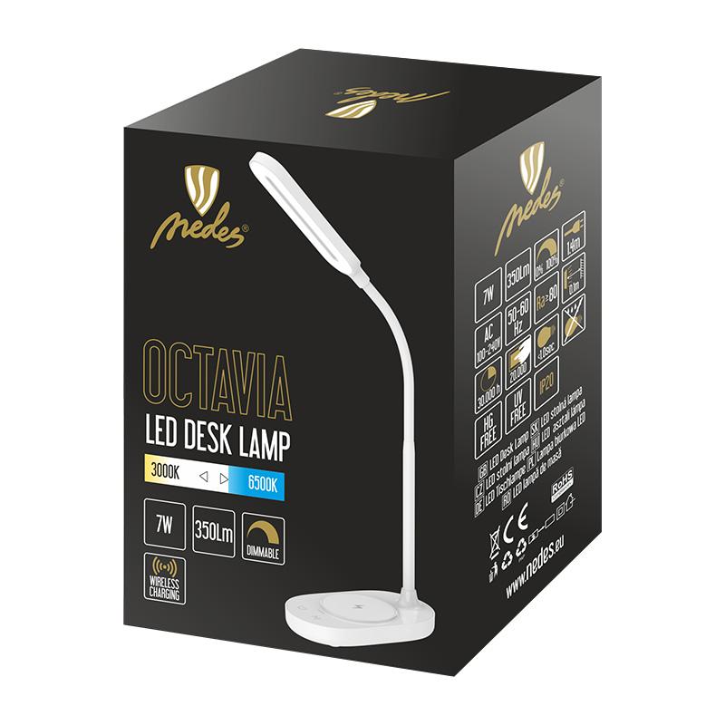 LED Tischlampe OCTAVIA 7W dimmbar, drahtlose  MT - Aufladung - DL4301/W