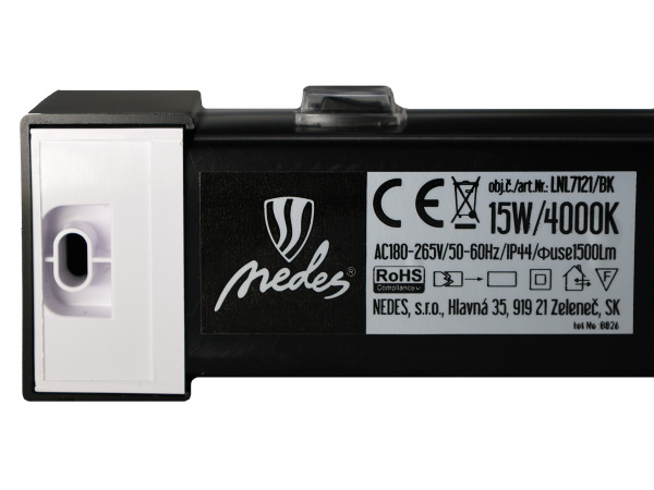 LED-Badezimmerleuchte 15 W / IP44 / 600 / 4000 K – LNL7121/BK 7