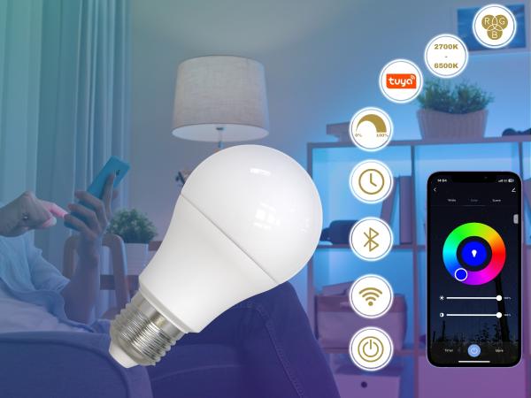 LED Leuchtmittel WIFI 9W - A60 / E27 / CCT + RGB - ZLS532W 1