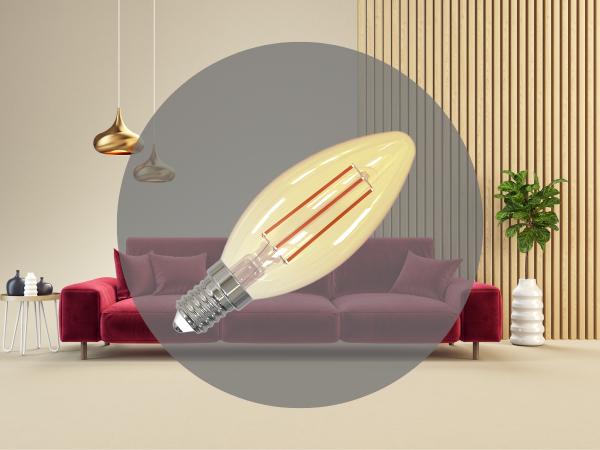 LED Filament-Leuchtmittel SLIM 4,5W VINTAGE - C35 / E14 / 1800K - ZFS103