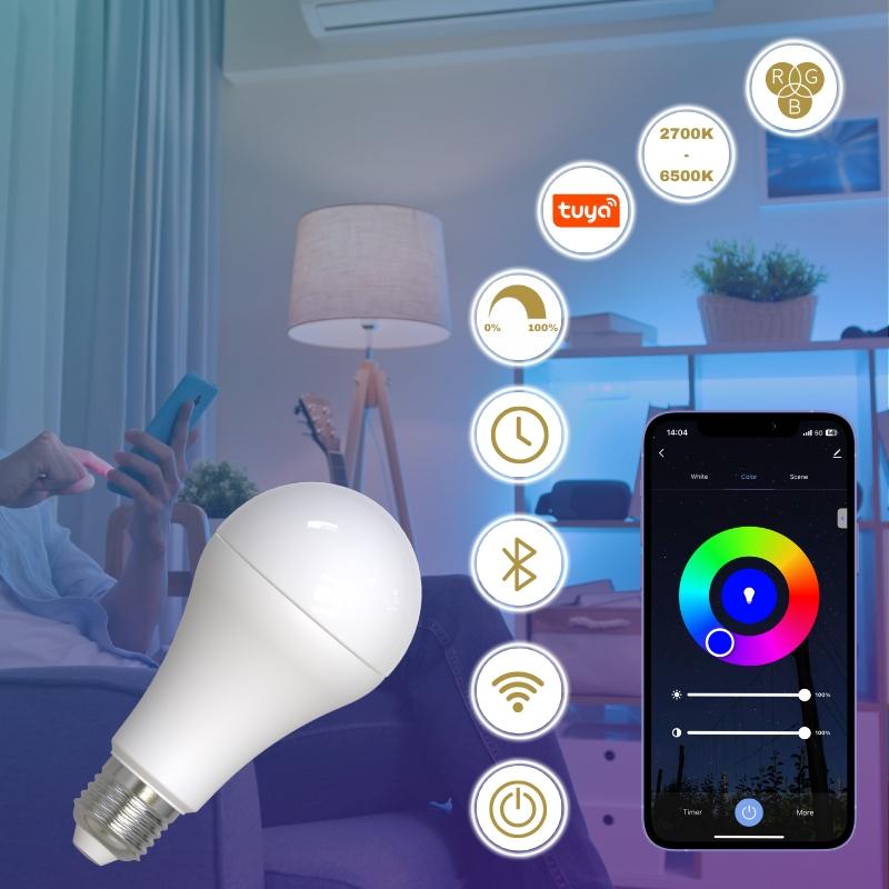 LED Leuchtmittel WIFI 15W - A60 / E27 / CCT + RGB - ZLS535W