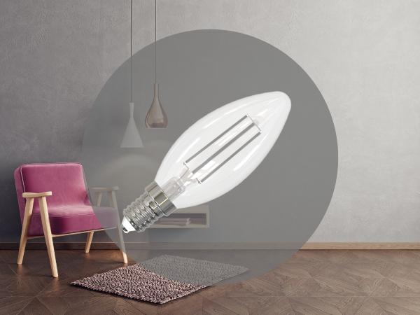 LED Filament Leuchtmittel WIEß 4,5W - C35 / E14 / 3000K - ZWF106