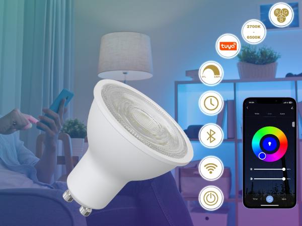 LED Leuchtmittel WIFI 4,5W - GU10 / CCT + RGB - ZLS135WA 1