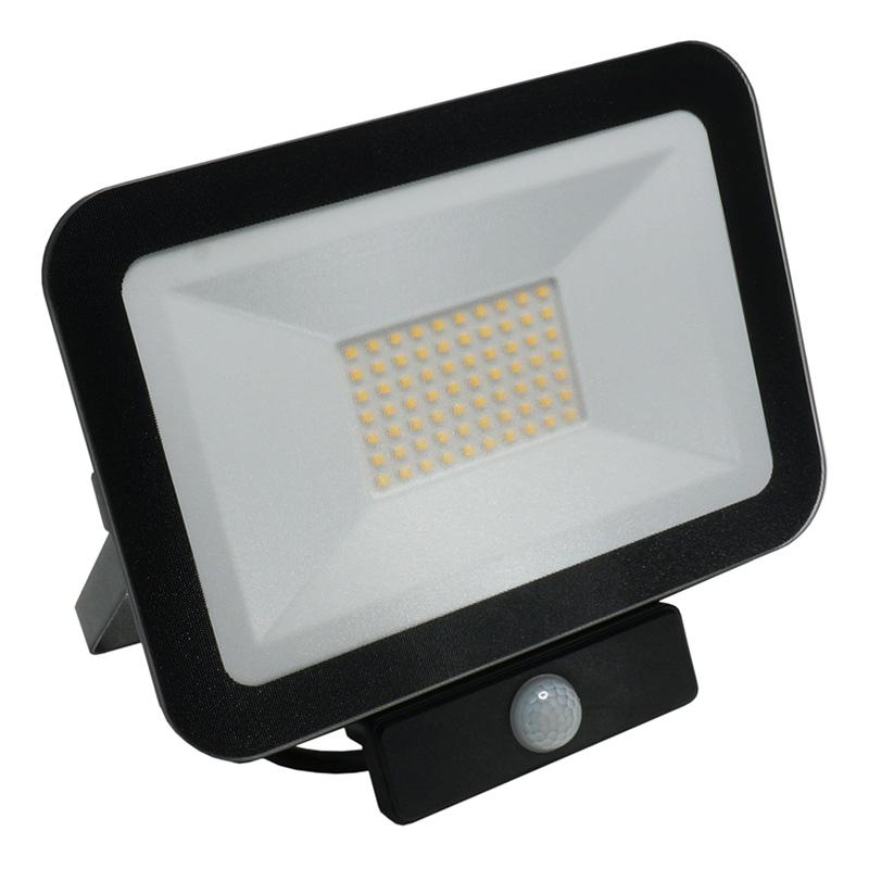 LED HQ Fluter 50W+PIR IP65 Sensor/4000K/BK/PS - LF2024S