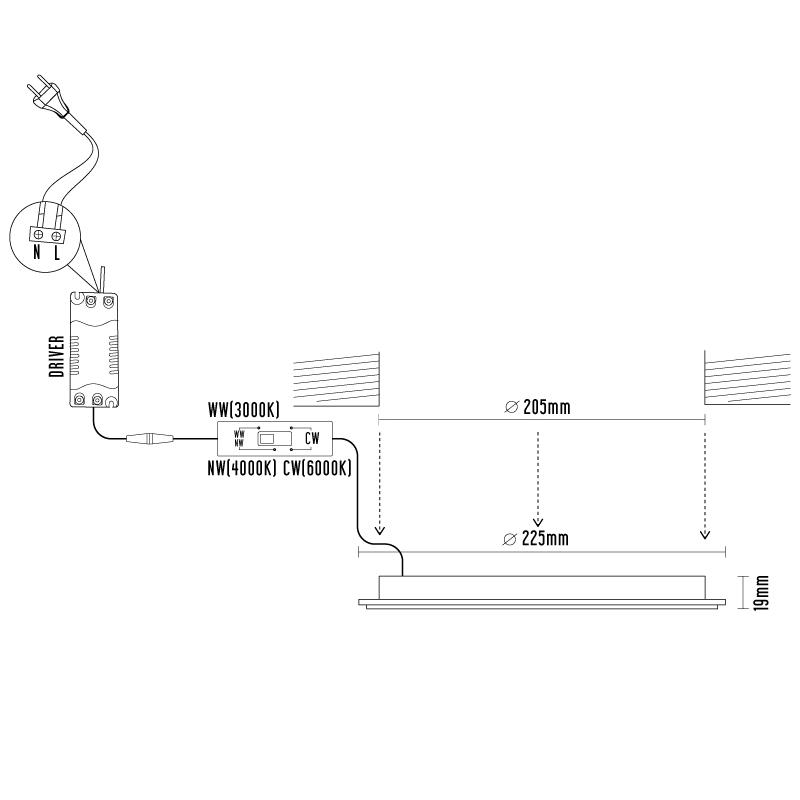 LED - Deckenlampe 18W / PR / SMD / 3000K - 4000K - 6000K / WH - LPL134