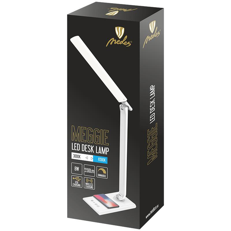 MEGGIE dimmbare LED-Tischleuchte mit drahtloser Aufladung und USB 8W - DL3304/W 2