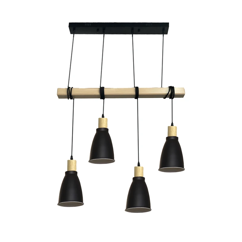 Metall Pendelleuchte mit Holz 4 x E27 - ME0013-3 5