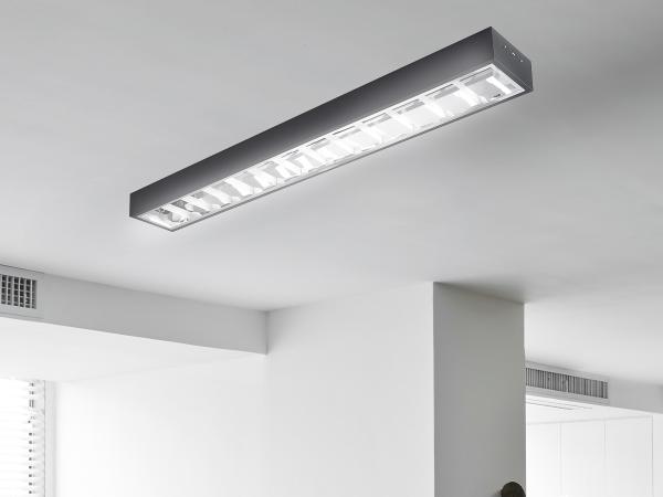 Schwarze Rasteraufbauleuchte für 2 x T8 ( 120cm LED Röhren ) - TL301B 1