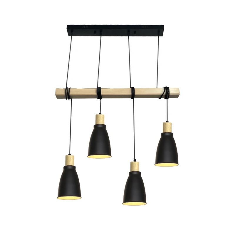 Metall Pendelleuchte mit Holz 4 x E27 - ME0013-3 4