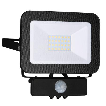 LED HQ Fluter 20W+PIR IP65 Sensor/4000K/BK/PS - LF2022S