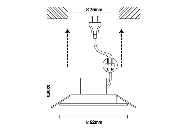 LED Einbauleuchte 7W / IP44 / DR01 / SMD / 4000K / BK - LDL153/B 5