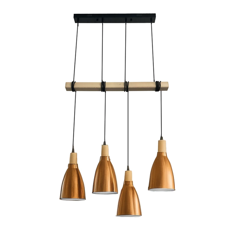 Metall Pendelleuchte mit Holz 4 x E27 - ME0413-4/B 5