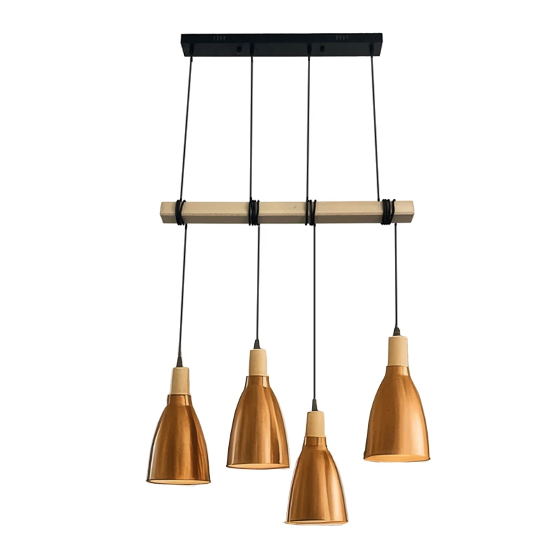 Metall Pendelleuchte mit Holz 4 x E27 - ME0413-4/B 4