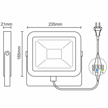 LED HQ Fluter 50W / 4000K / BK - LF2024