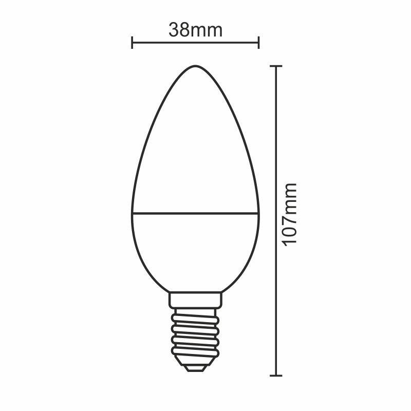 LED Leuchtmittel 8W - C37 / E14 / SMD / 6500K - ZLS704